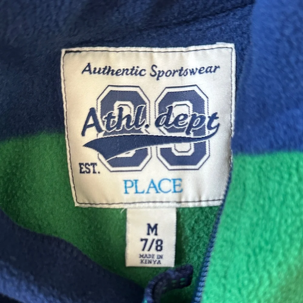 The Children's Place Navy and Green Striped Hoodie